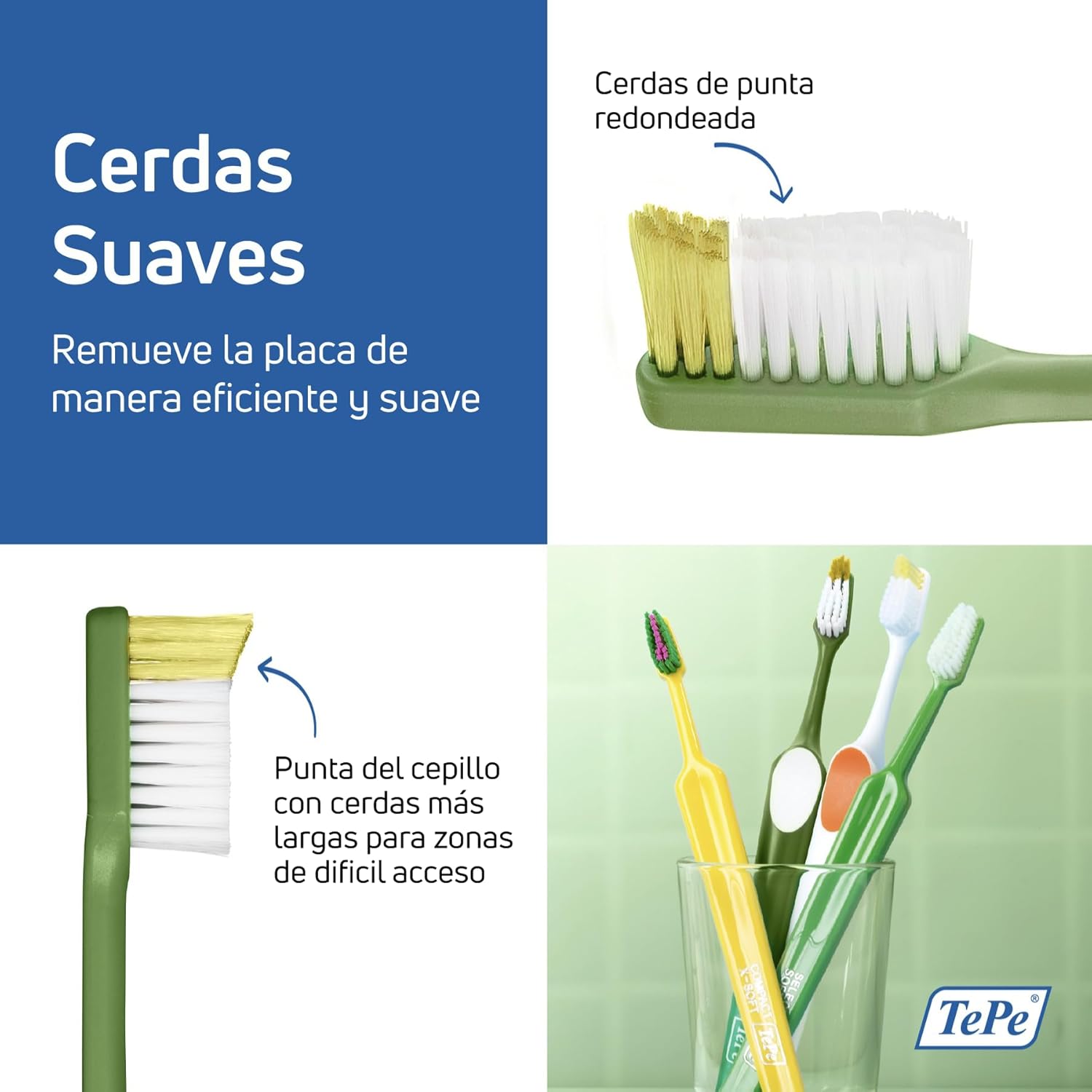 TePe Nova X-Soft Toothbrush for Adults with Tapered Head, Angled Neck, and Thumb Grip, Pack of 1