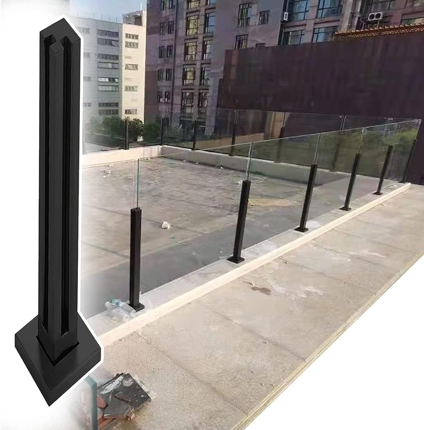Poteau de balustrade 304 noir de 95 cm pour sublimer la vue de votre balcon et de votre terrasse