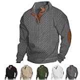 Icelandic Sweater Men,Mens Sweater with Elbow Patches,Vintage Pullover Collar Sweater