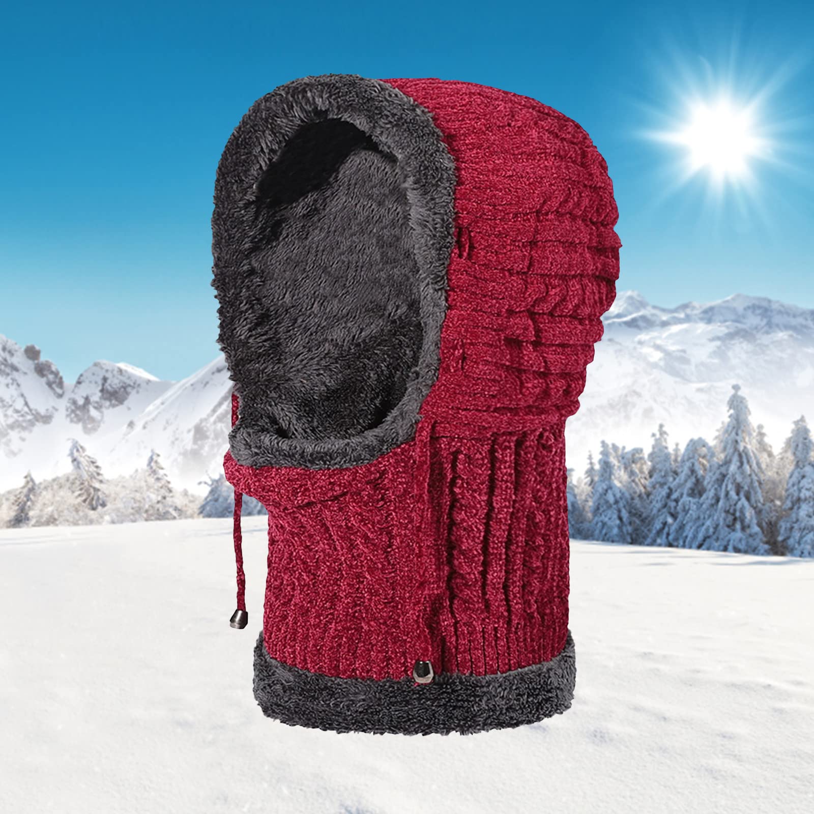 Zimowa Ciepła Czapka Ucha Regulowana Dzianiny Ochrona Kobiet Jesień Ciepłe Mężczyźni I Zimowa Czapka I Zagęszczone Czapki Chłopięcy Ciągnik/Wine Red/One Size