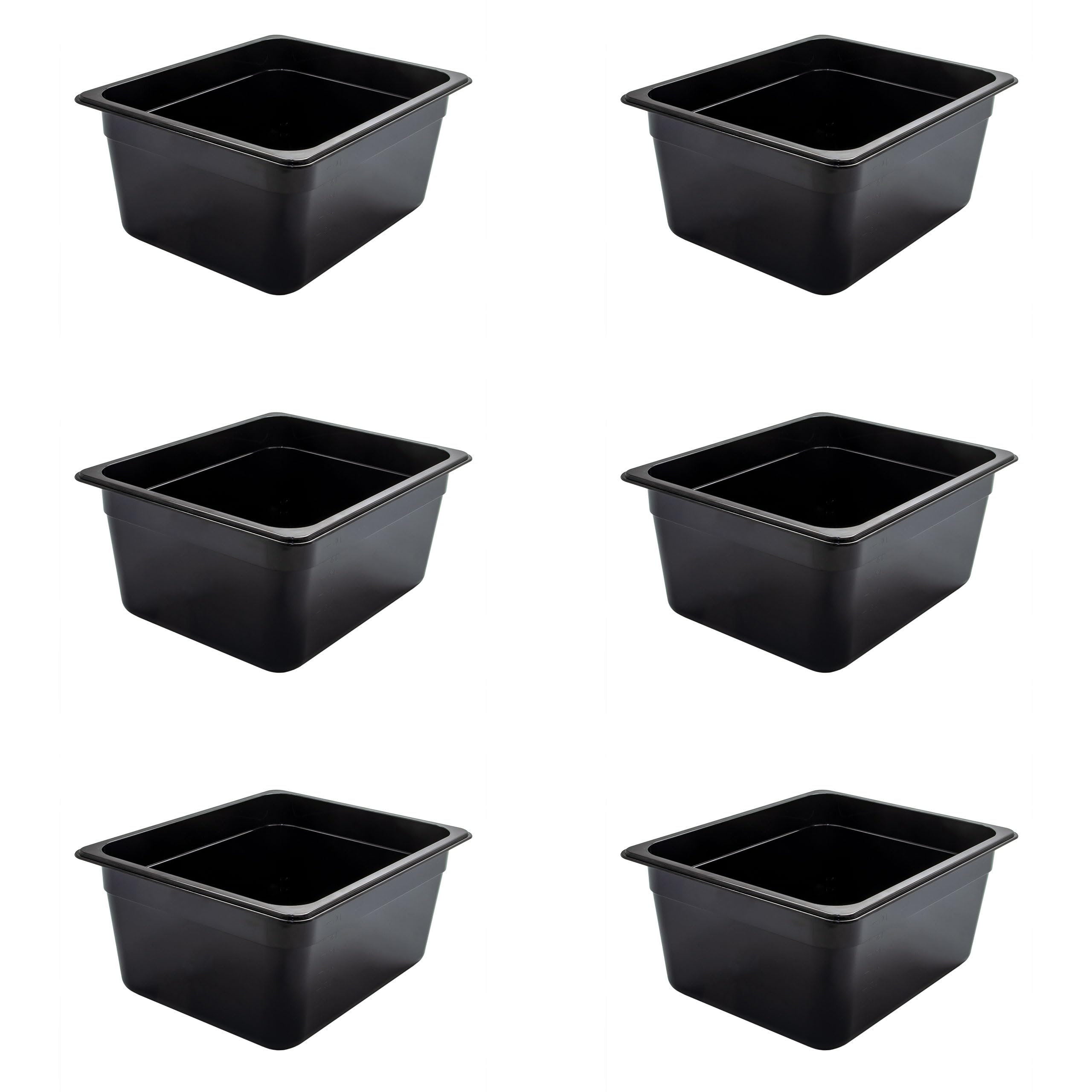 6 Stück GN 1/2 Gastronormbehälter GN-Behälter 9,5 Liter Tiefe 150mm Kunststoff schwarz
