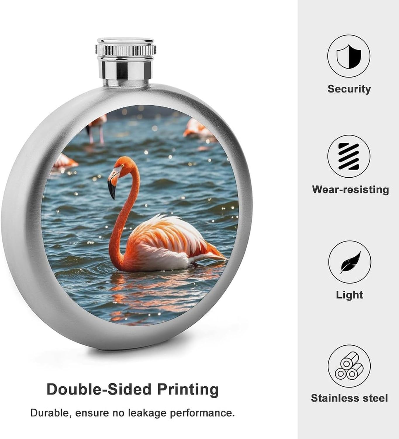Flamingo Stainless Steel Flagon to 5 Oz with Screw Cap,Hip Flask for Men–Whiskey & Liquor Pocket Flask,Alcohol Flagon for Camping Drink Sports Outdoor Wine Bottle