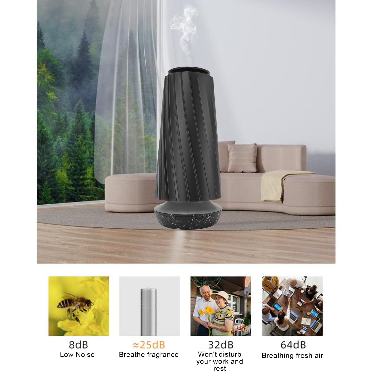 Pssopp Duftdiffusor, Diffusor für ätherische Öle, 100 Ml, Aromatherapie-Diffusor, Ultraschall-Kühlnebel-Luftbefeuchter für Hotel, Schlafzimmer, Büro, Nan (Black)
