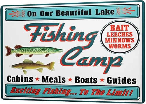 Ángel Tin Sign Piscis Pesca Campamento Fisherman s House Wall clásico Decoración 8x 12