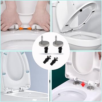 4 Pack Quick Release Toilet Seat Fixings, Universal Toilet Seat Hinge Fittings Replacements, Toilet Seat Hinges for WC Toilet Blind Holes with 2 Pcs Screw Kit
