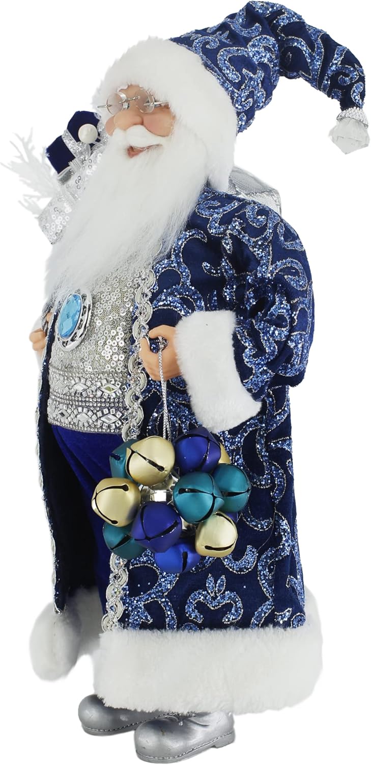 Windy Hill Collection 16" Inch Standing Brilliant Blue Santa Claus Christmas Figurine Figure Decoration 162084