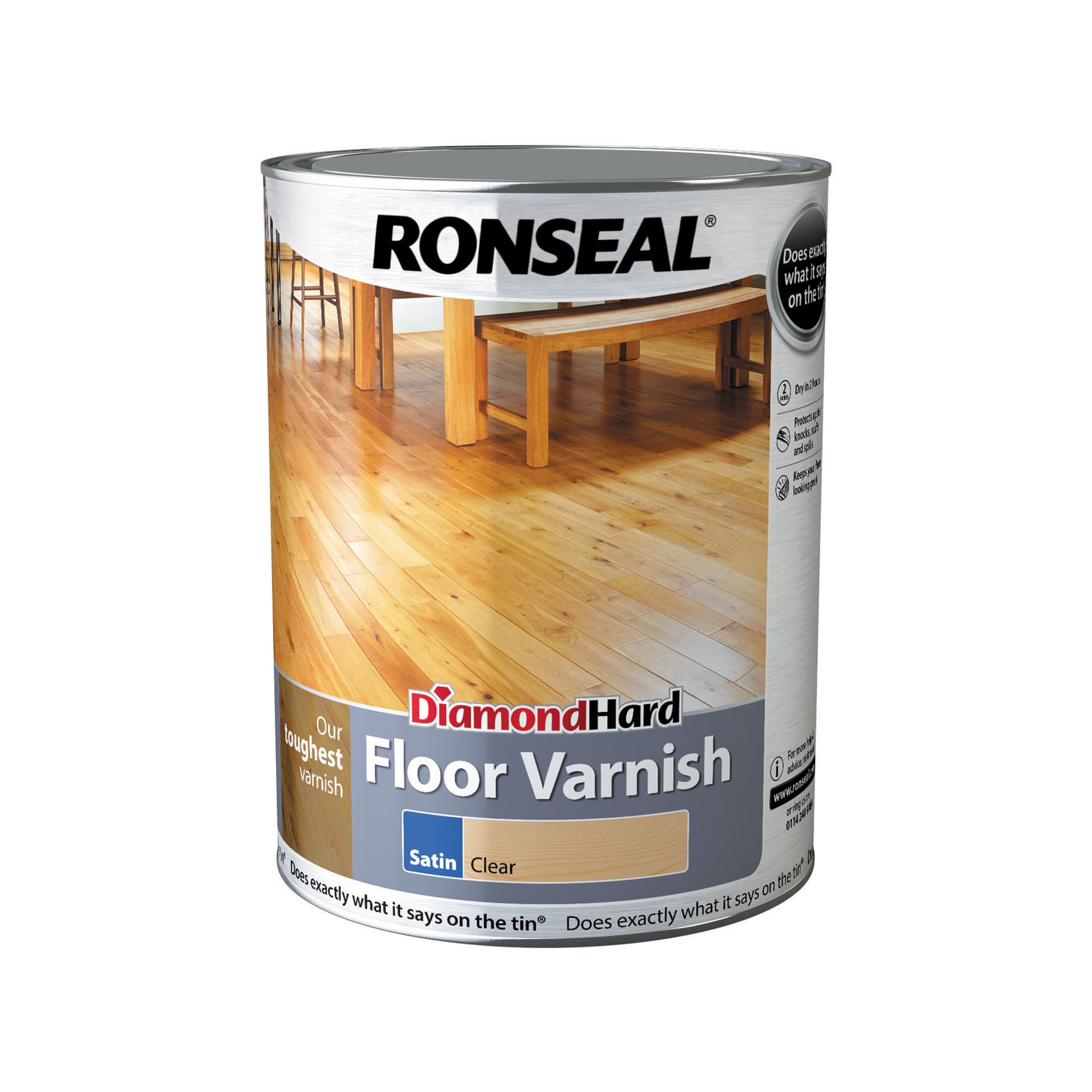 Ronseal 33608 Diamond Hard Floor Varnish Satin 5 litre