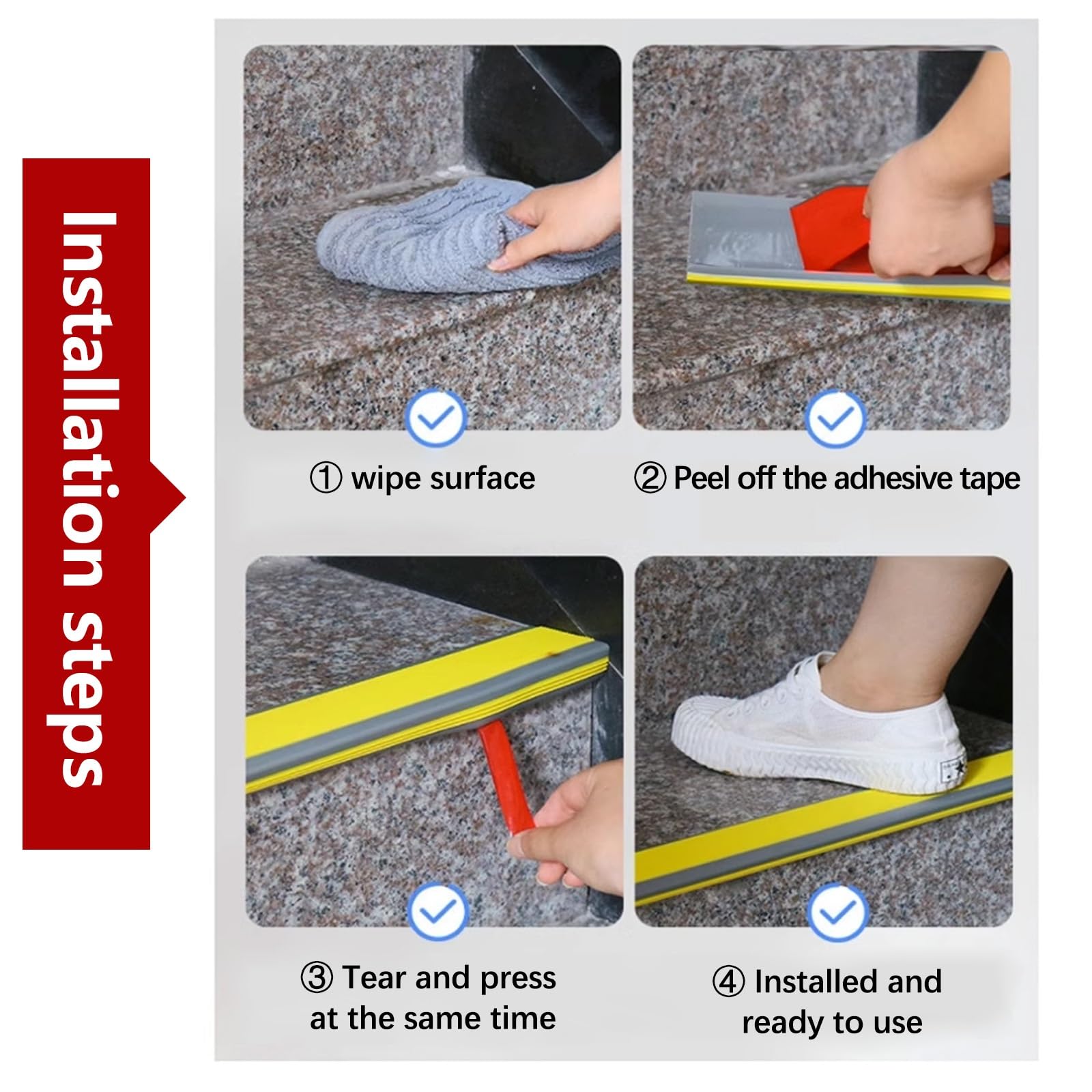 Tira de vinilo autoadhesiva antideslizante para escalera, borde de escalón antideslizante, borde de escalera de goma de PVC, DecoracióN De Esquinas De PeldañOs De Escalera, Cantonera Protector(Grayish