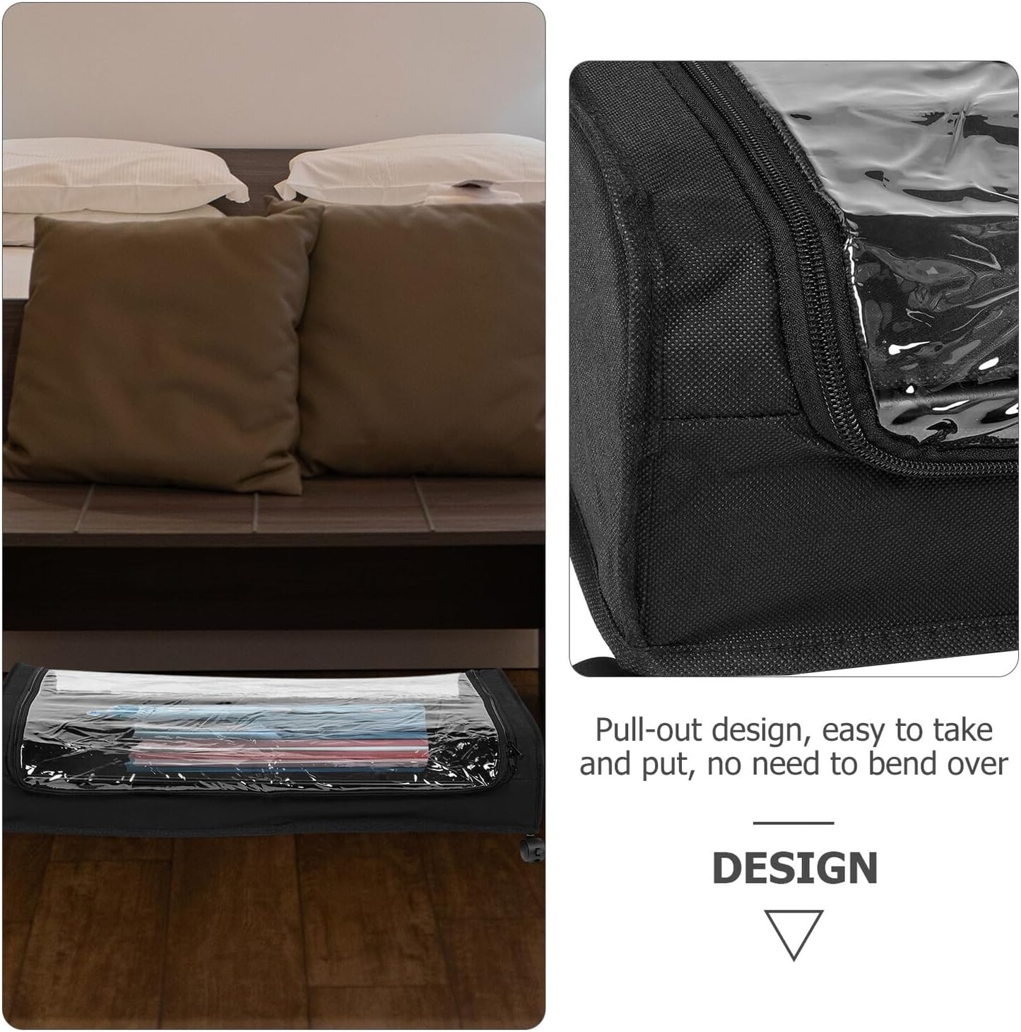 Toyvian Bed Storage Cart with Wheels and Lid Large Iron Frame Clothes Organizer with Fabric Base Rolling Storage Bin for Shoes and Books