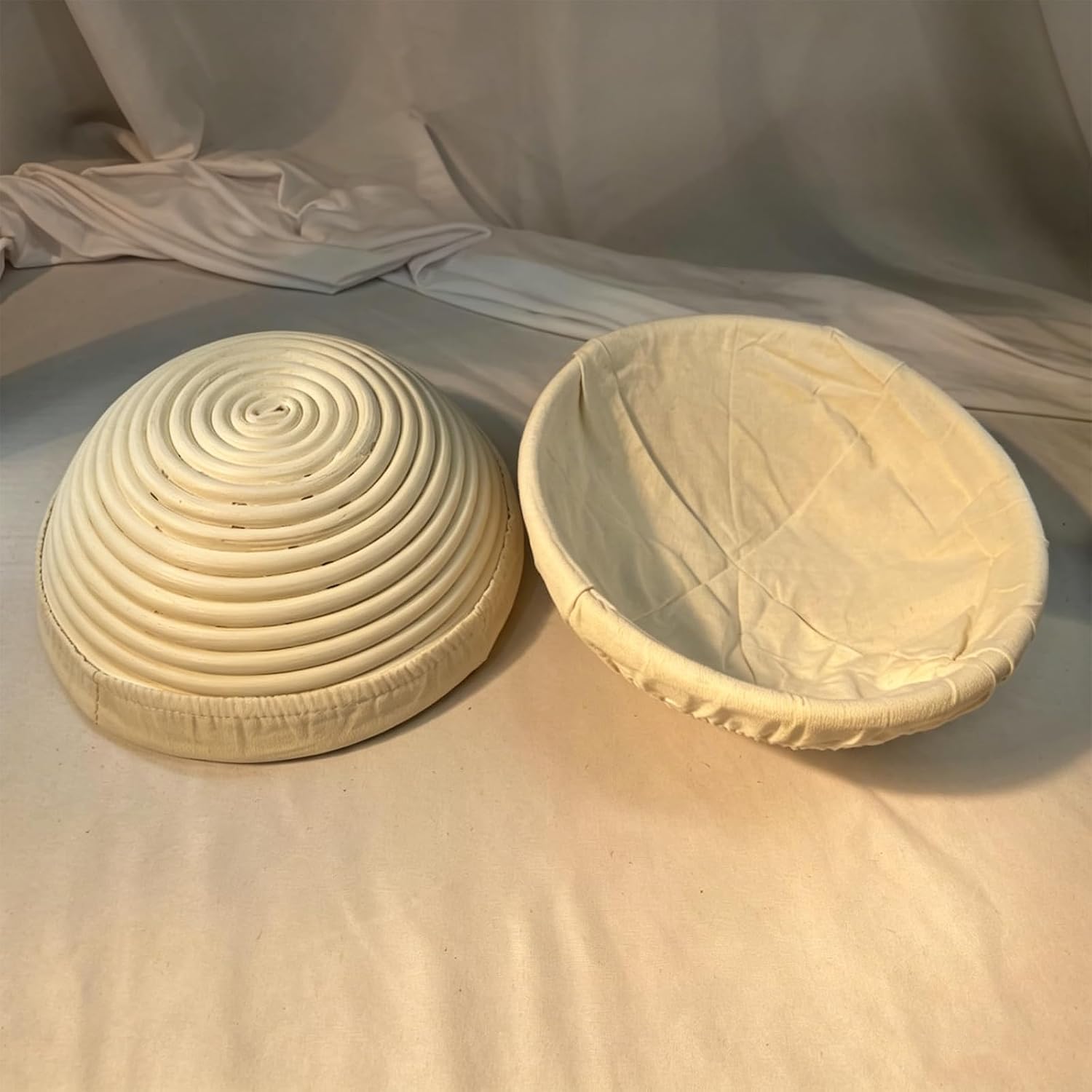 Set of 2 Banneton Bread Proofing Basket, 8 Inch Round Natural Rattan Sourdough Proofing Bowls With 2 Linen Liners for Sourdough Bread Baking Supplies