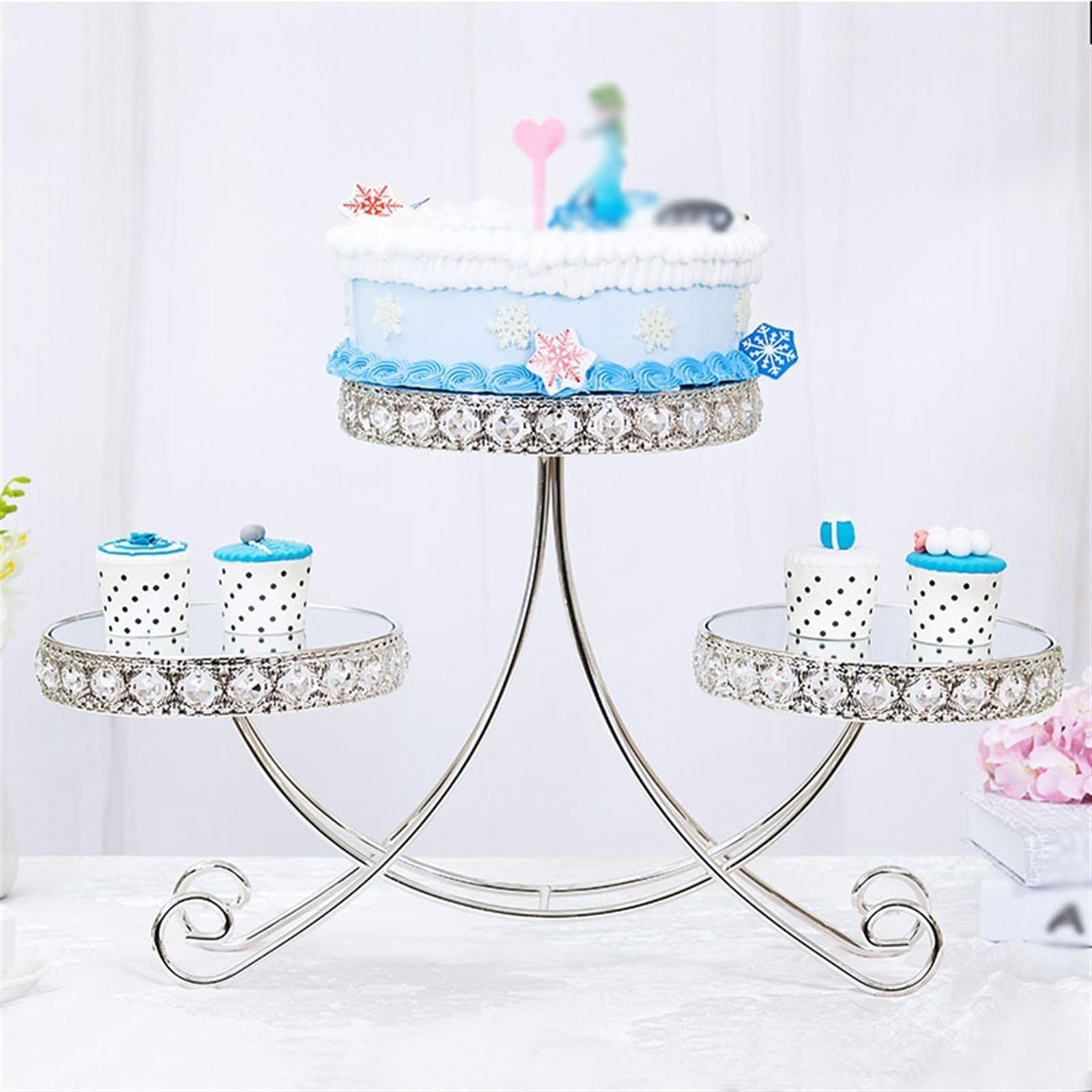 Tavolo dei dolci Squisita cremagliera for torte a tre strati Decorazione for banchetti di nozze Impostazione della tavola Espositore for pasticceria da dessert Alzata per cupcake