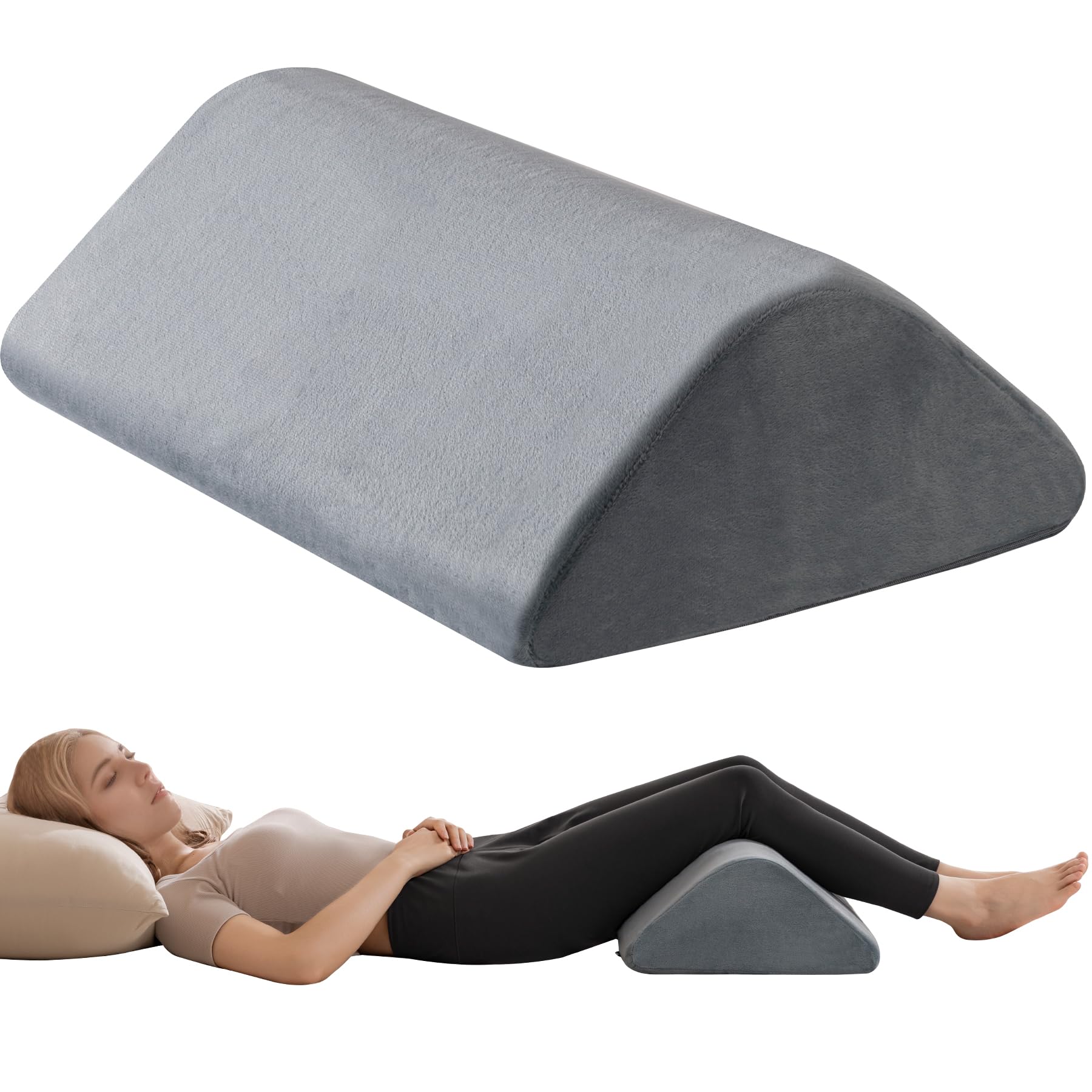 Knee Wedge Pillow 6.3'' for Post-Surgery Recovery - Leg Elevation Support for Sleep Position,Alleviating Lower Back & Hip Pain Enhancing Circulation in Ankles Legs Triangle Pillow with Removable Cover