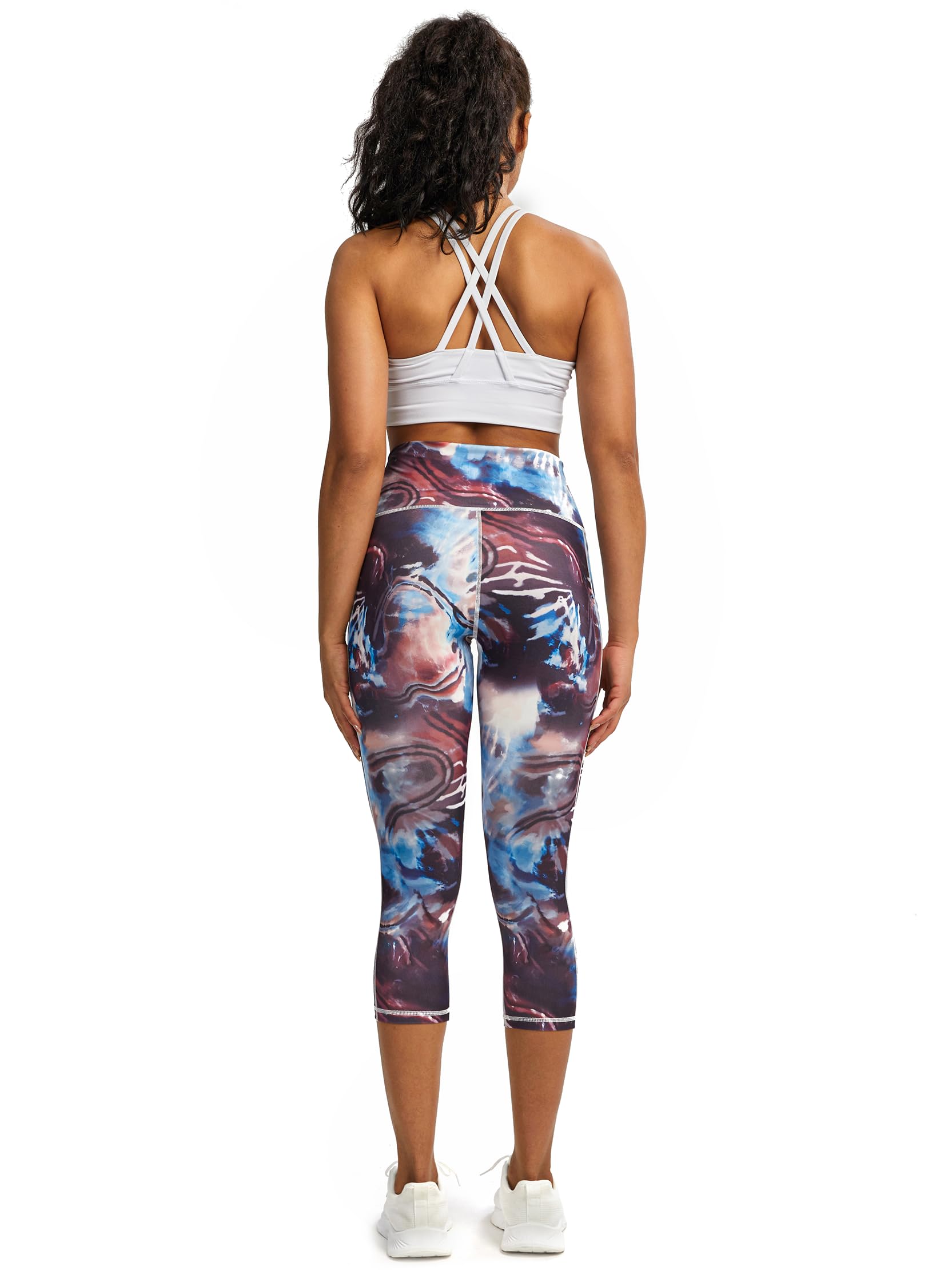 Legging de sport 3/4 pour femme avec poches, pantalon de sport 3/4 opaque, pantalon de fitness, pantalon de course pour femme