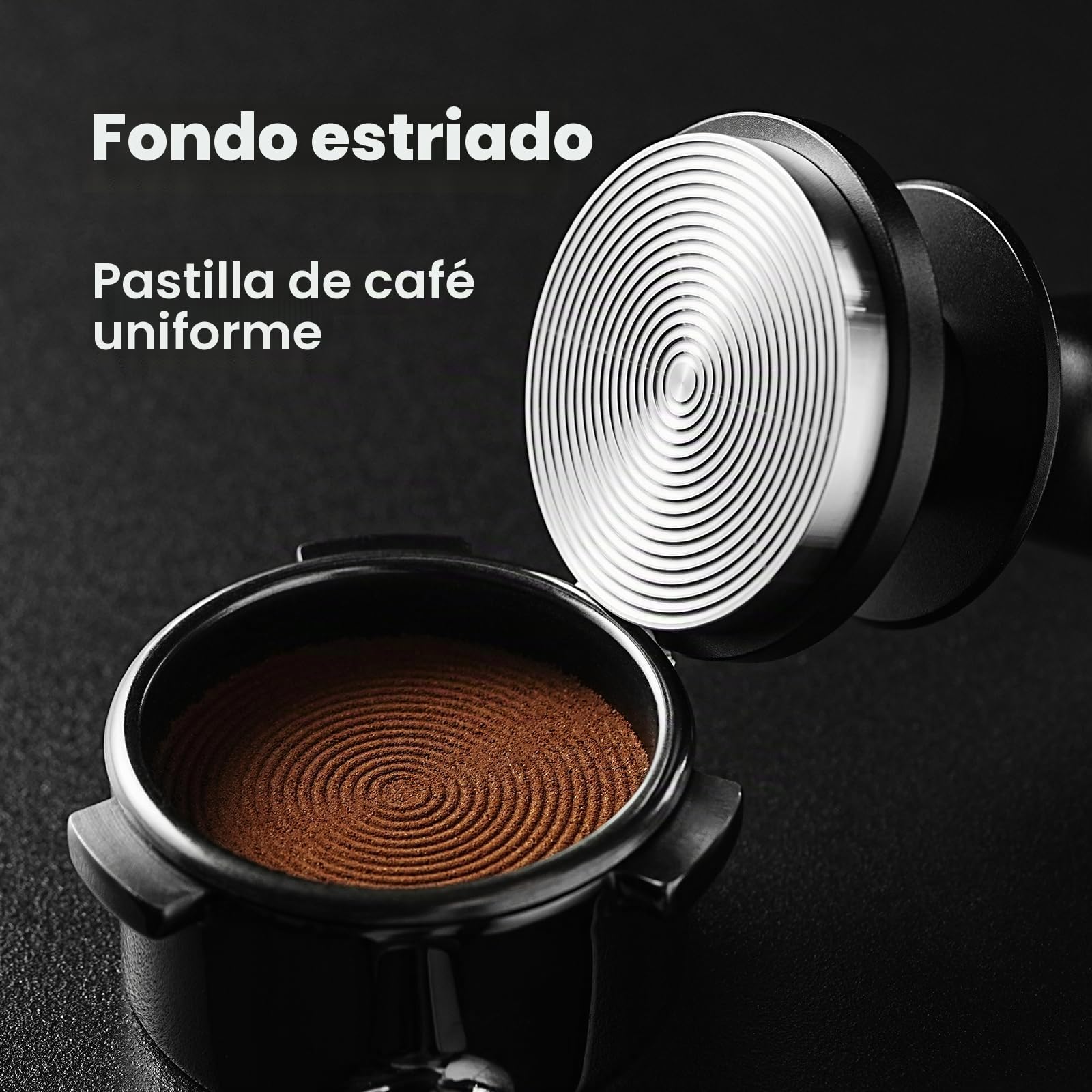 MHW-3BOMBER Tamper de Café de 58mm, Tamper de Espresso Autonivelante con Rebote Automático de 2 Resortes, Herramienta Tamper de 58.35mm para Máquinas de Espresso, Herramienta de Barista, T6101-OS