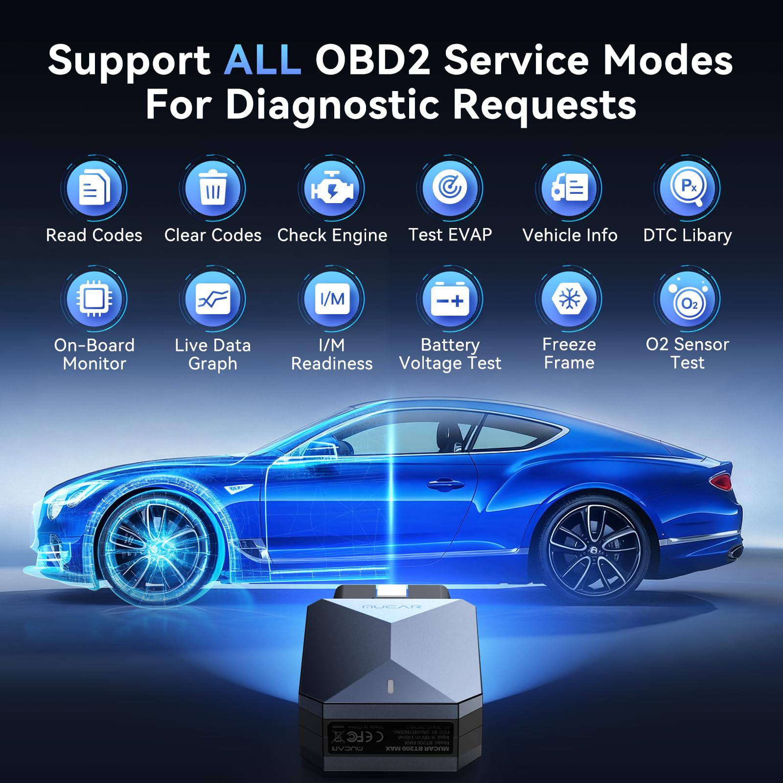 MUCAR BT200 MAX AI OBD2-Scanner, CANFD-Komplettdiagnosegerät mit 15 Resets, lebenslangen kostenlosen Updates und bidirektionaler Steuerung