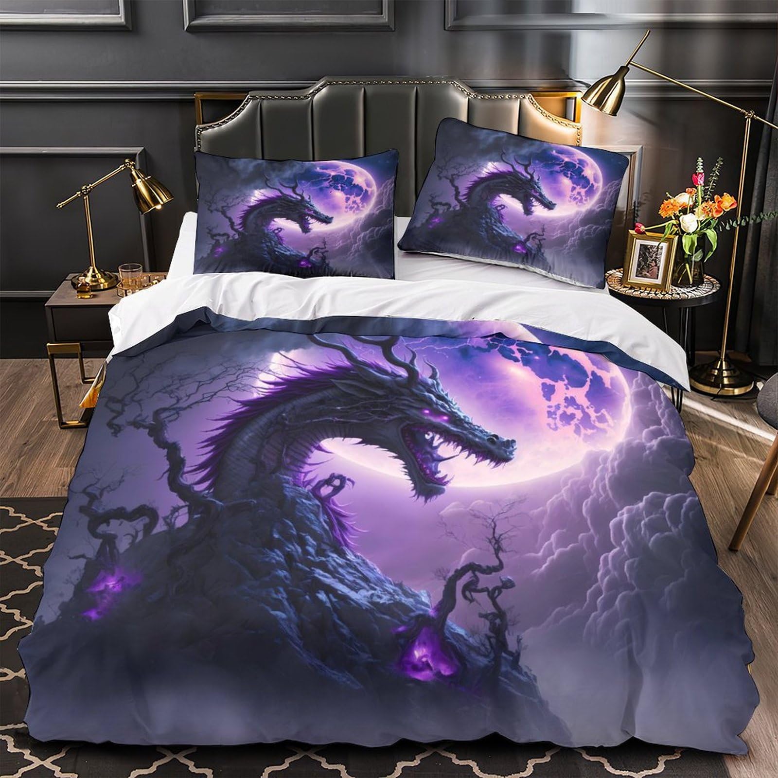 Housse de couette canard 3D 220x240 en microfibre douce et hypoallergénique pour lit King size