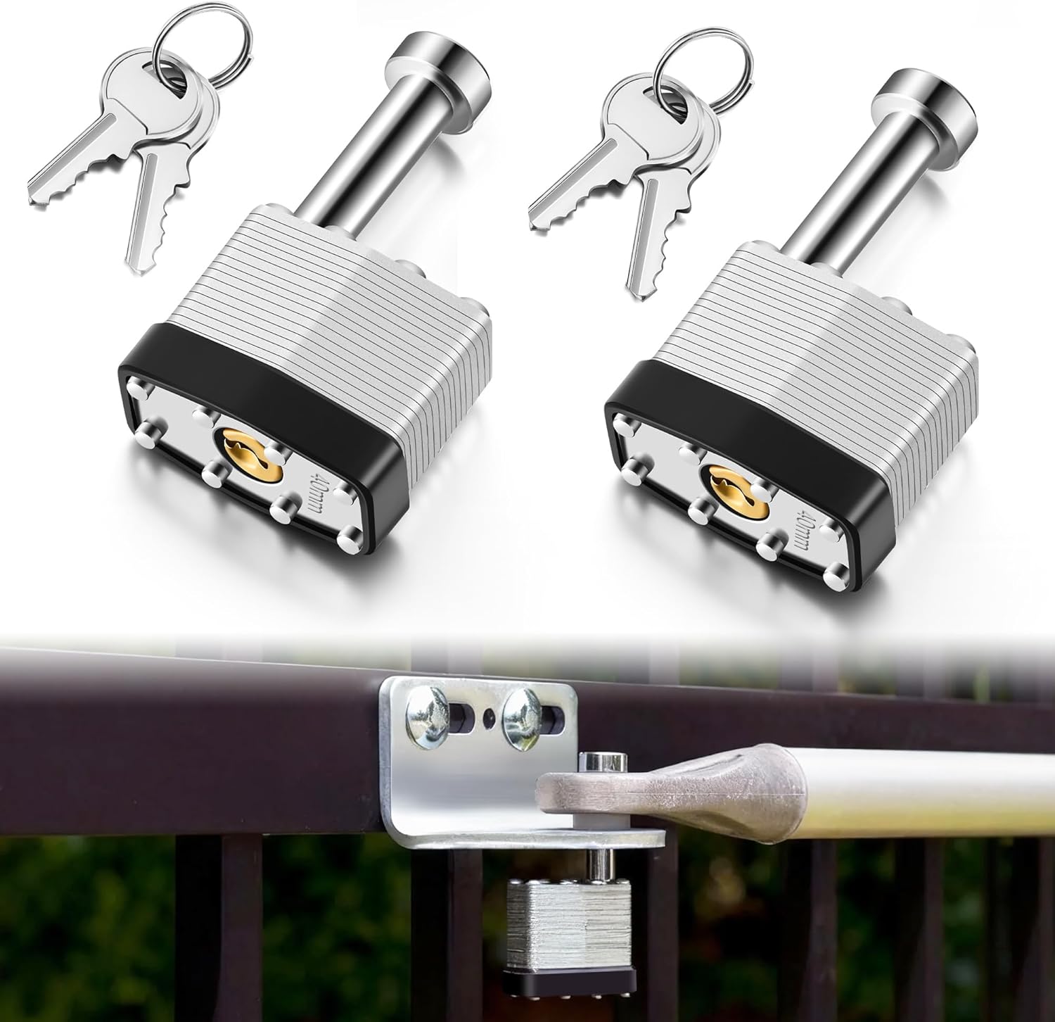 Feekoon 1 Pack Gate Operator Security Pin Lock, Compatible with Mighty Mule FM133, Compatible with GTO FM345, Replace Front Mount Security Pin for Automatic Swing Gate Opener, Theft Prevention (Black)