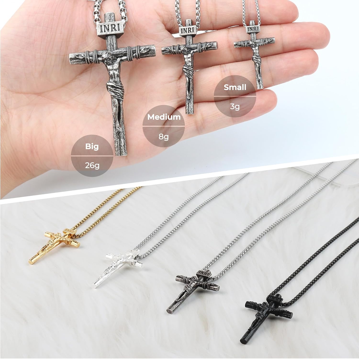 Crucifix Cross Necklace for Men and Women with Exquisite Jesus Pendant and Stainless Steel Chain 16-30 Inch - Image 6