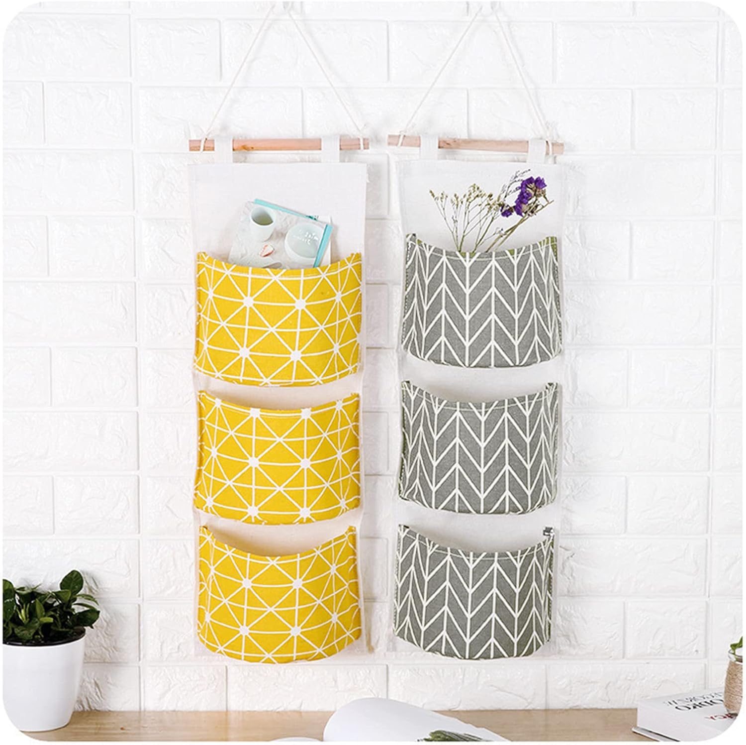 Trade Shop - Porta Rotolo Carta Igienica Organizer Da Appendere 3 Tasche Tessuto Bagno 59487 85902438
