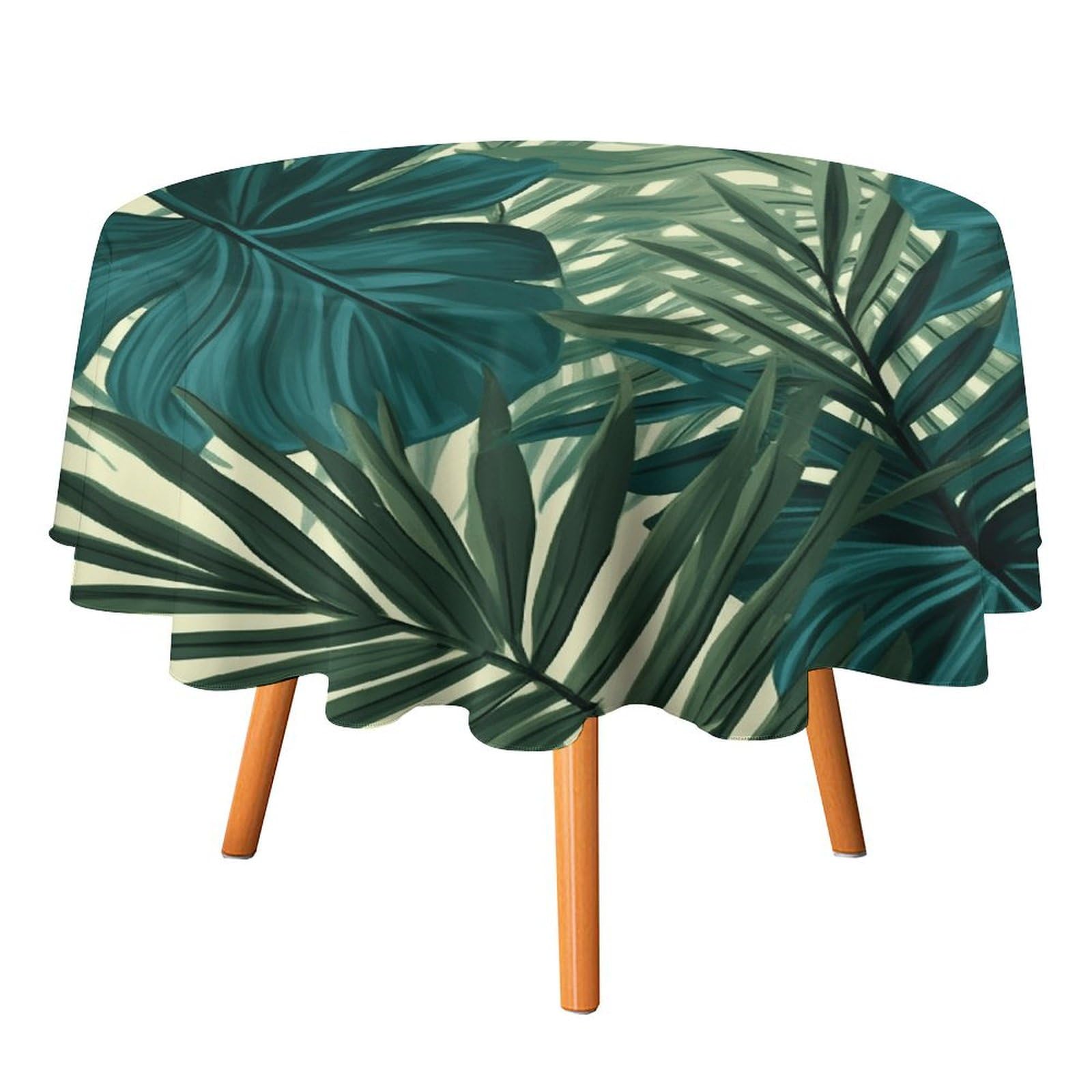 Lfdsyeoq Tropical Palm Leaf Table Cloth For Round Tables, Decor Round Tablecloths-60 Inch,Decorative Table Cover For Kitchen Restaurant Picnic Indoor And Outdoor Dining