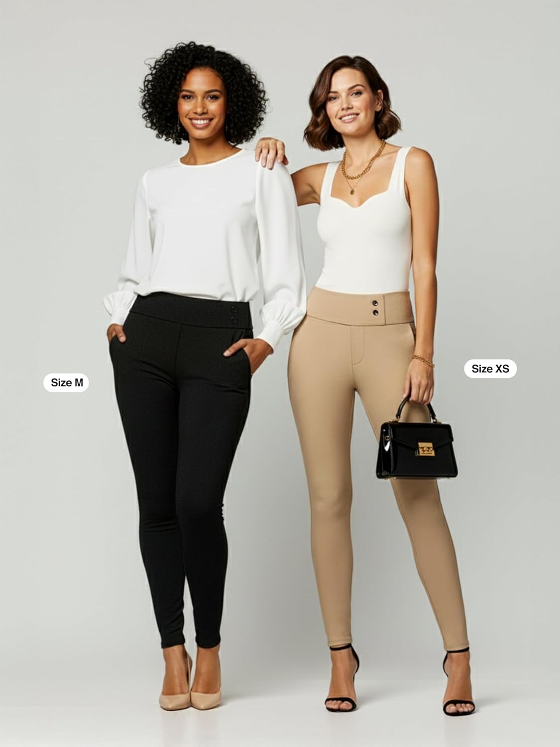 Conceited Womens Dress Pants with Tummy Control - Wear to Work - Stretch High Waisted Slacks with Pockets - Black - Small - Image 2