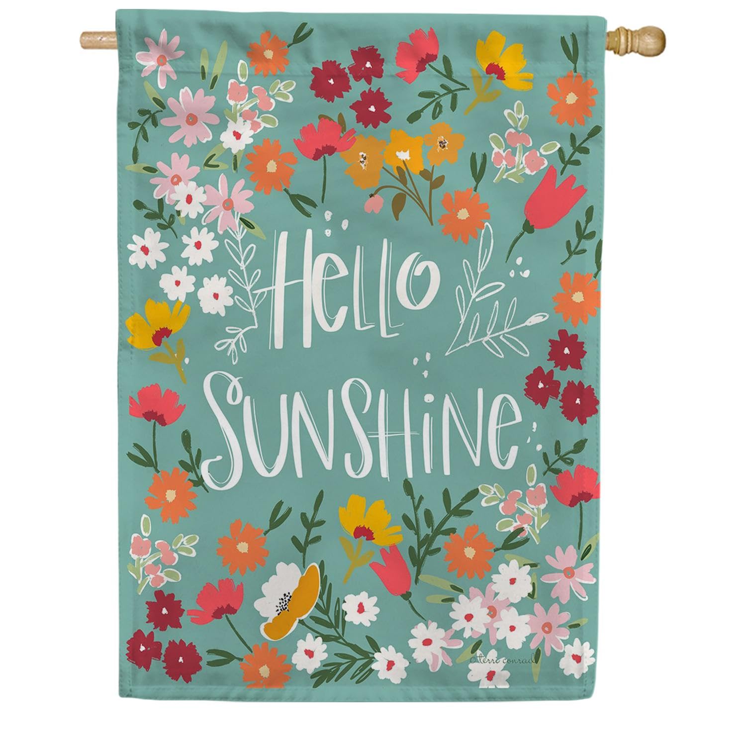 Toland Home Garden 1012560 Hello Sunshine Spring Flag 28x40 Inch Double Sided Spring Garden Flag for Outdoor House Flower Flag Yard Decoration
