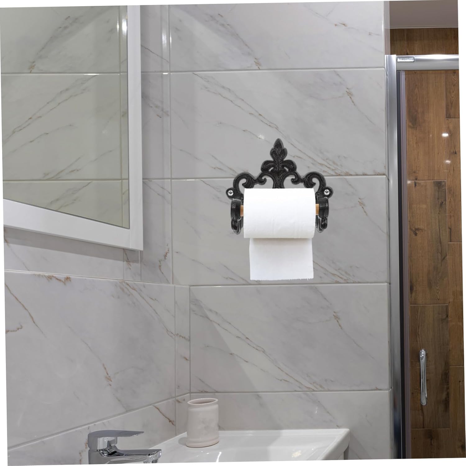 Homoyoyo 2pcs Wall Mounted Retro Paper Towel Holder Farmhouse Style Toilet Paper Holder Stand Bathroom