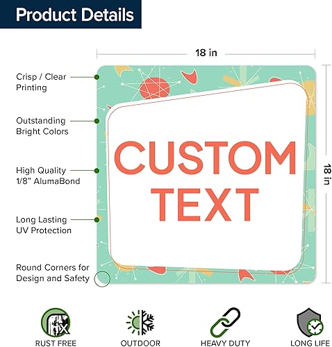 Miniatura 764 de My Sign Center - Letrero personalizado, 11 colores de fuente, 13 estilos de fuente, 4 opciones de agujero, 22 tamaños, 8 x 32 pulgadas, sin óxido,