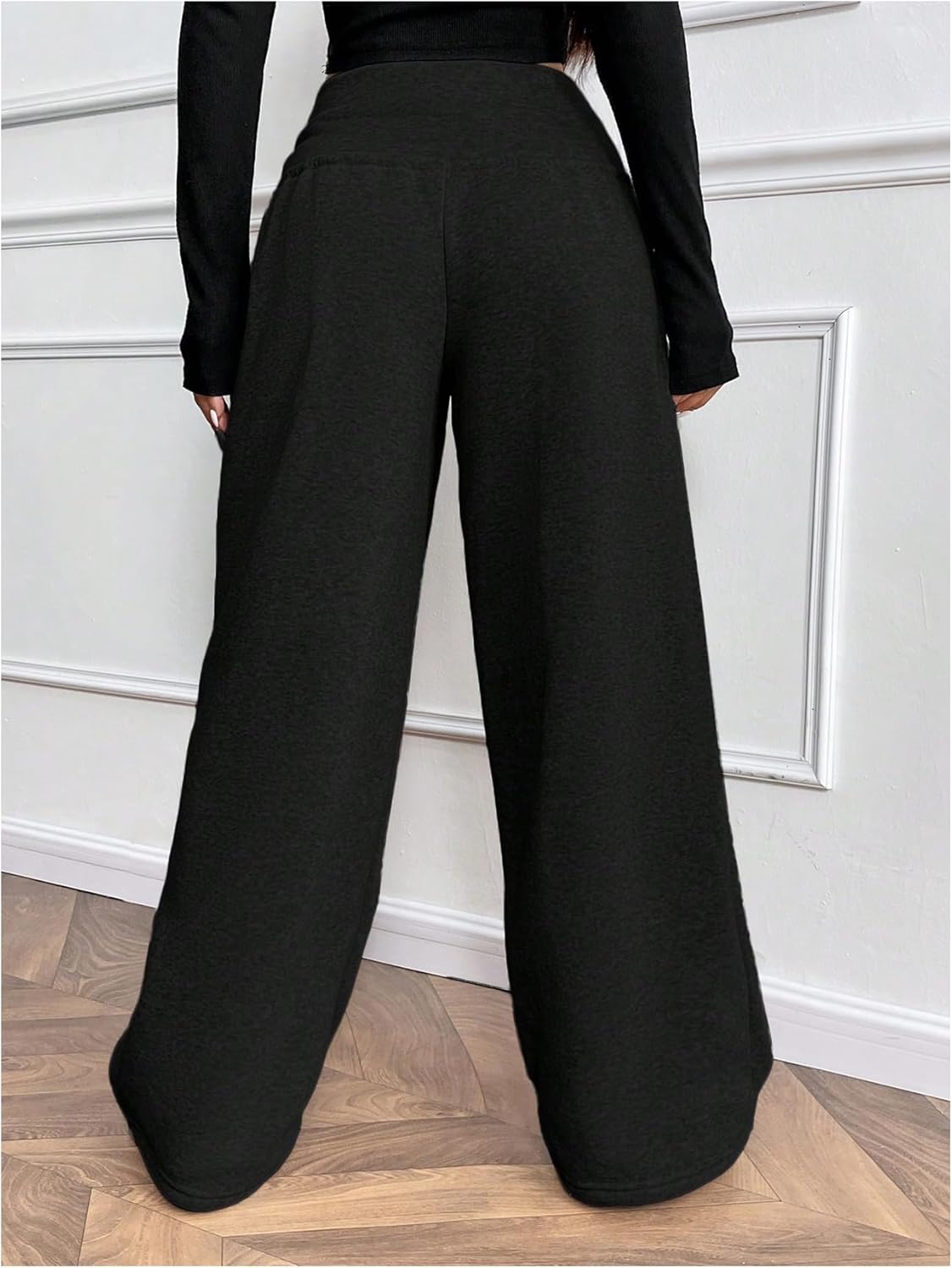 Women's Drawstring Elastic Waist Sweatpants Wide Leg Athletic Pants - Image 2