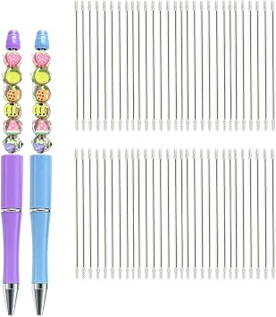 60PCS Beadable Jewelry Pen Rod Extender,Beading DIY Metal Blank Rod,Rustproof Stainless Steel Bead Rod Replacement Bead Pen Rod for Repair Craft 4.61 inch