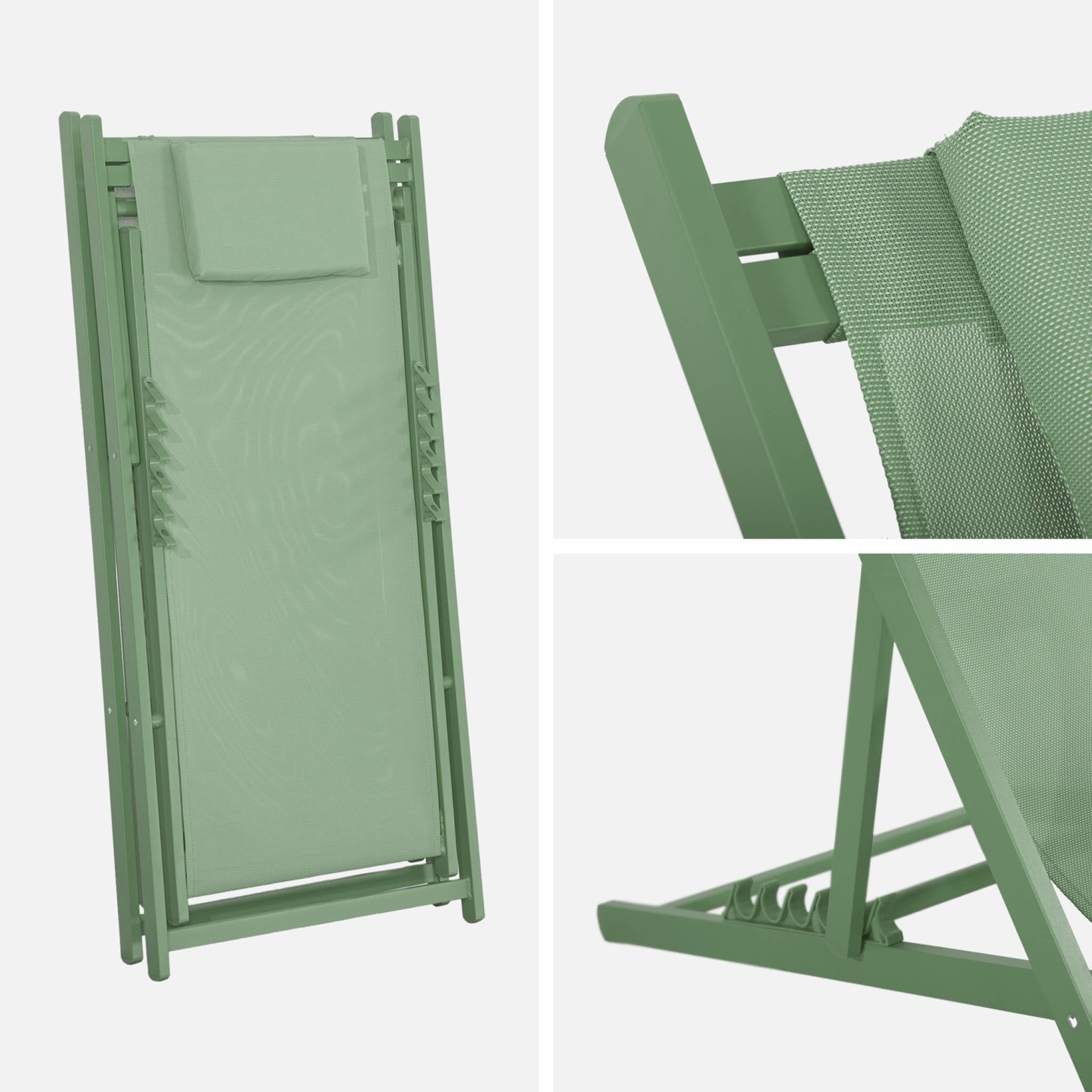 Set 2 sedie sdraio in alluminio textilene multiposizione Verde - 99x88.5x58 cm