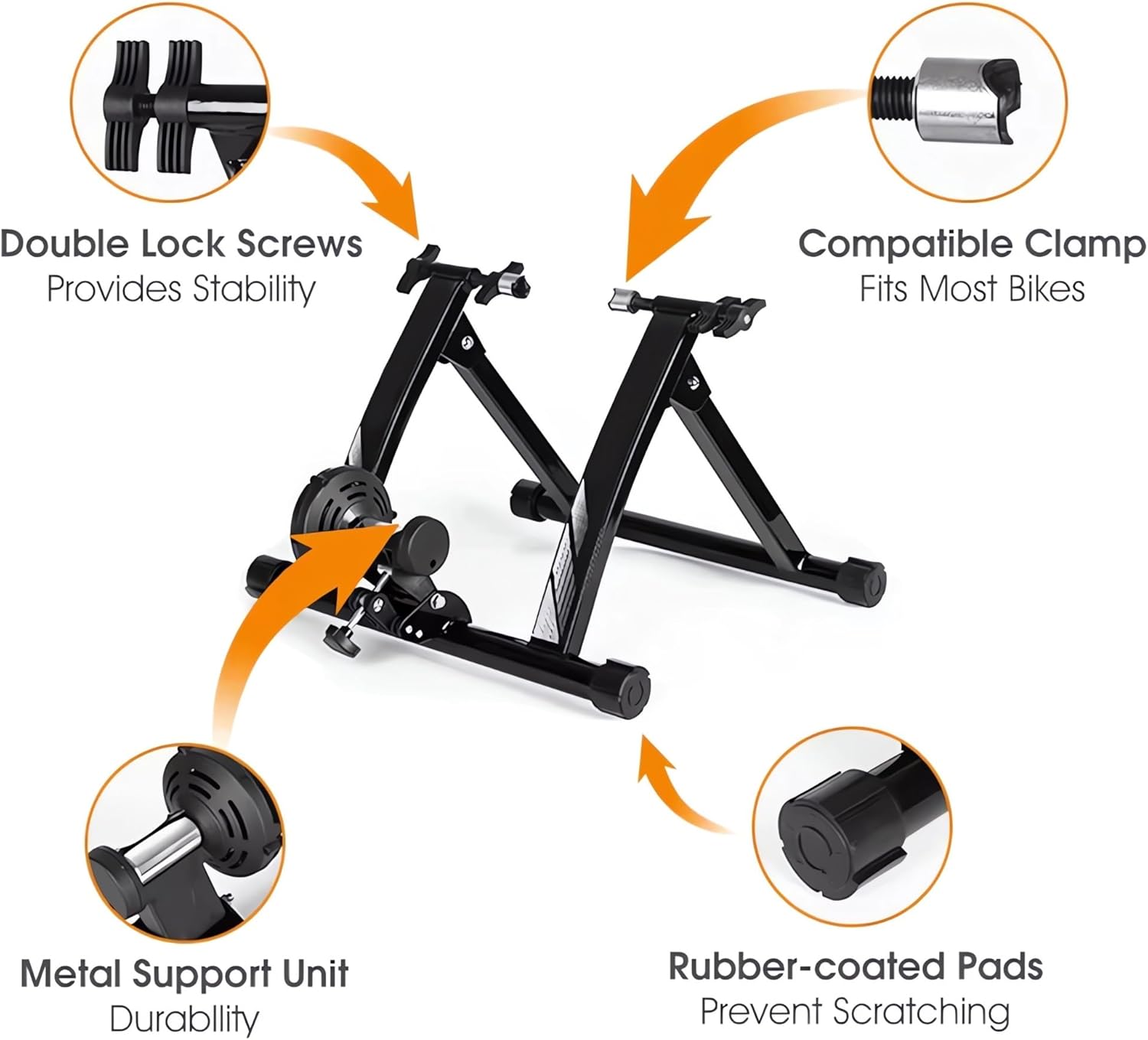 Indoor Riding Bicycle Exercise Stand, Magnetic Resistance Bike Trainer for 26"-28" Mountain 700C Road Bikes