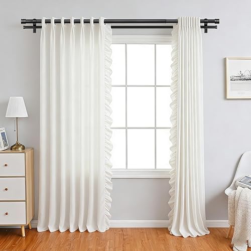 Miniatura 8 de TONIAL1 Barras de cortina dobles de 1 pulgada para ventanas de 48 a 84 pulgadas, barra de cortina decorativa resistente de 32 a 86 pulgadas con