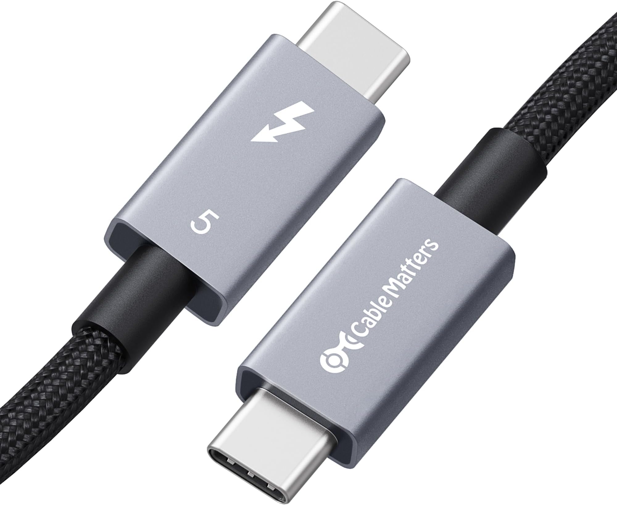 [Intel認定] Cable Matters 80Gbps 編組Thunderbolt 5 ケーブル - 1m、[最大120Gbps帯域幅ブースト・240W充電・8K / 4K@540Hz]、サンダーボルト5 ケーブル、Thunderbolt 4/USB4/USB-C対応、ブラック