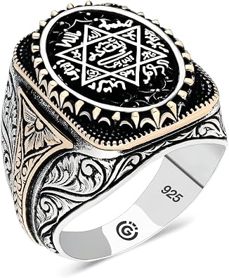 Seal Of Solomon Ring, Silver Sterling Silver Signet Ring, One Size, Unisex, Polished Finish, 925k Sterling Silver, 16 Grams, Sent in a Special Black Gift Ring Box