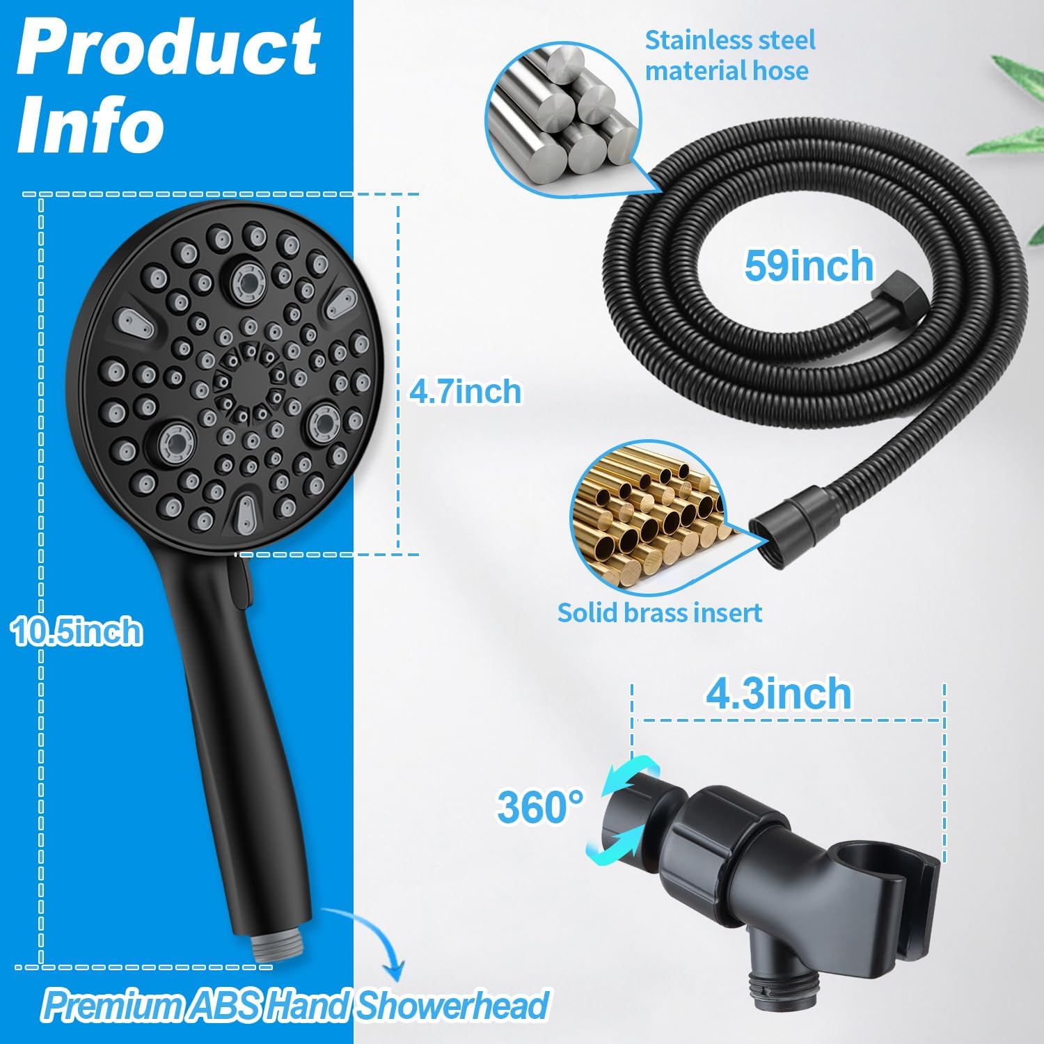 10 Settings Hand Shower & 6'' Chrome Shower Combo