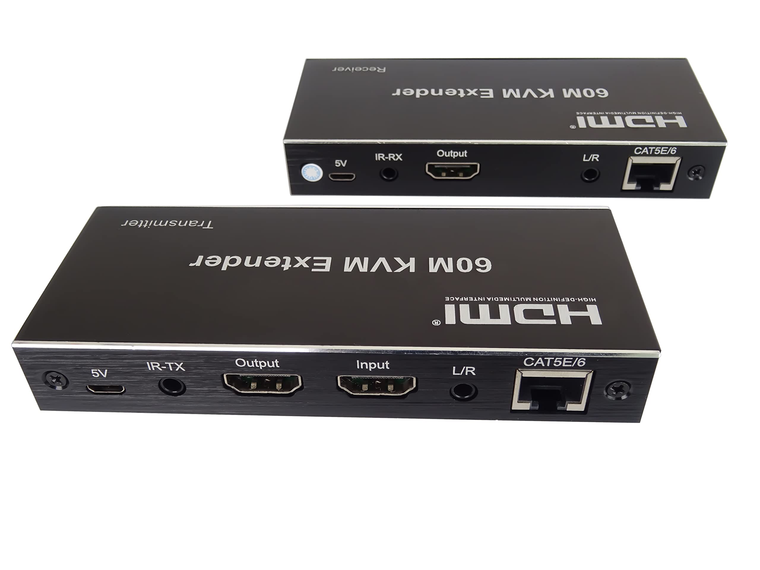 PremiumCord Extender HDMI KVM con 2 x USB Fino a 60 m con Audio Tramite Cavo Patch Cat5e/Cat6, Compatibile con Full HD 1080p 60Hz, alloggiamento in Metallo