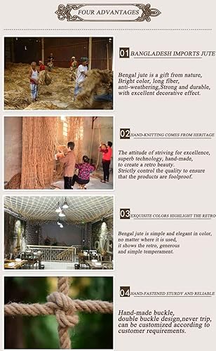 Miniatura 4 de Red de seguridad anticaídas para niños, mascotas, gatos, cuerda de cáñamo para barandilla de balcón, redes de protección de escaleras de varios