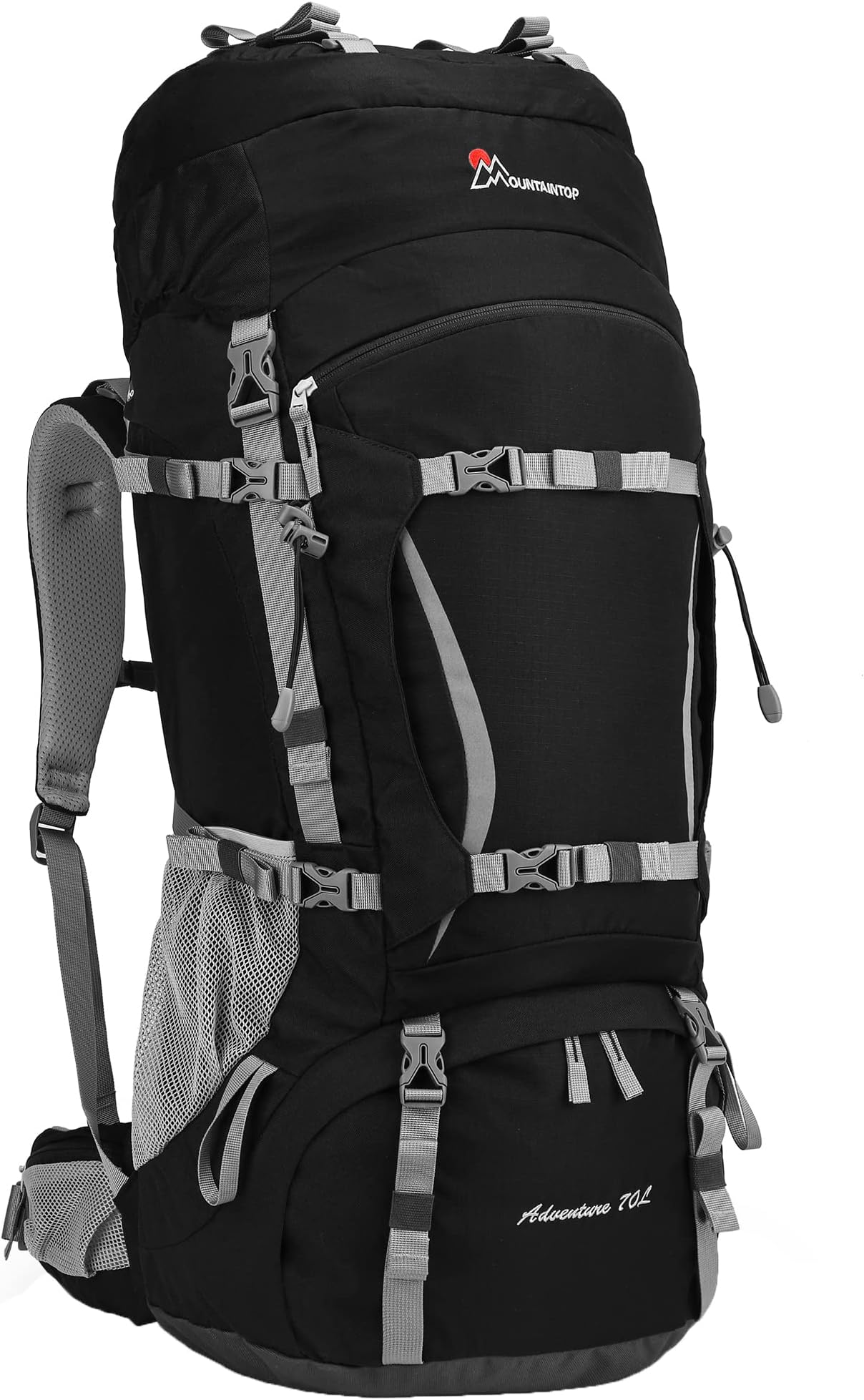 MOUNTAINTOP 70L Hiking Backpack water-resistant Internal Frame Backpacks Large Trekking Mountaineering Rucksack with Rain Cover for Men Women Cover Outdoor