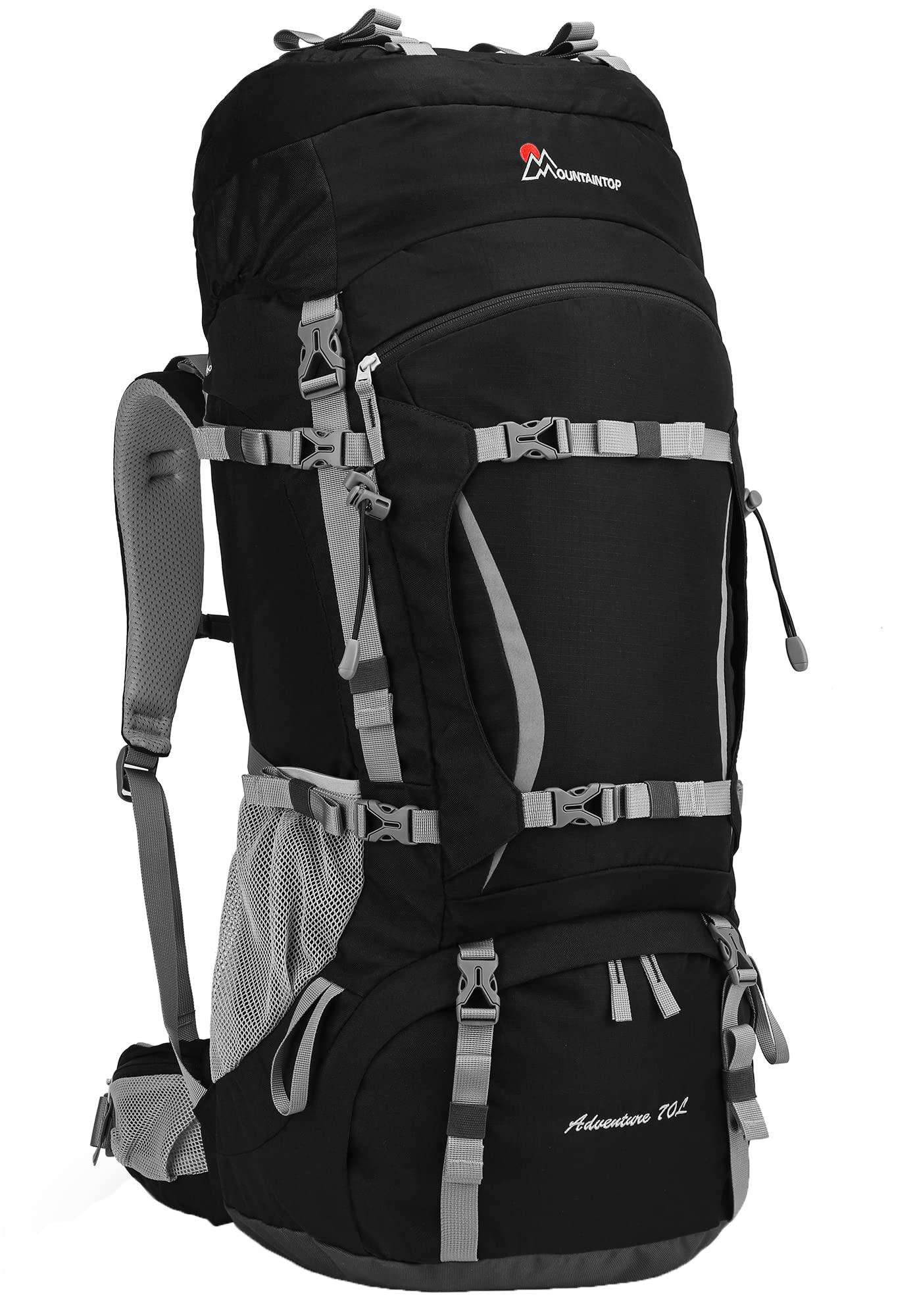 MOUNTAINTOP 70L Hiking Backpack water-resistant Internal Frame Backpacks Large Trekking Mountaineering Rucksack with Rain Cover for Men Women Cover Outdoor