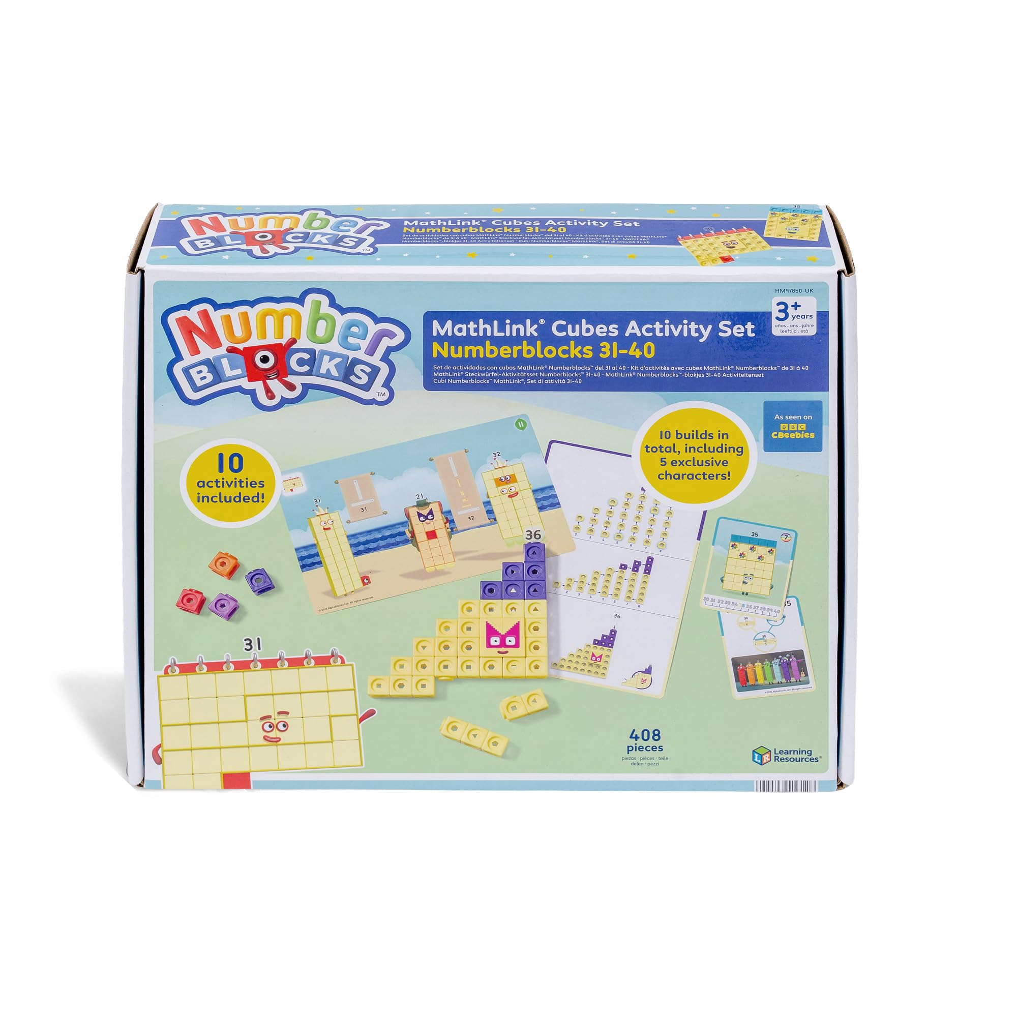 Learning Resources Numberblocks Mathlink Cubes 31-40 Aktivitätsset, ab 3 | MINT Lernspiel mit Mathlink Würfel Offizielles Lernspielzeug, Zahlen lernen und Rechnen üben für Vorschule und Grundschule