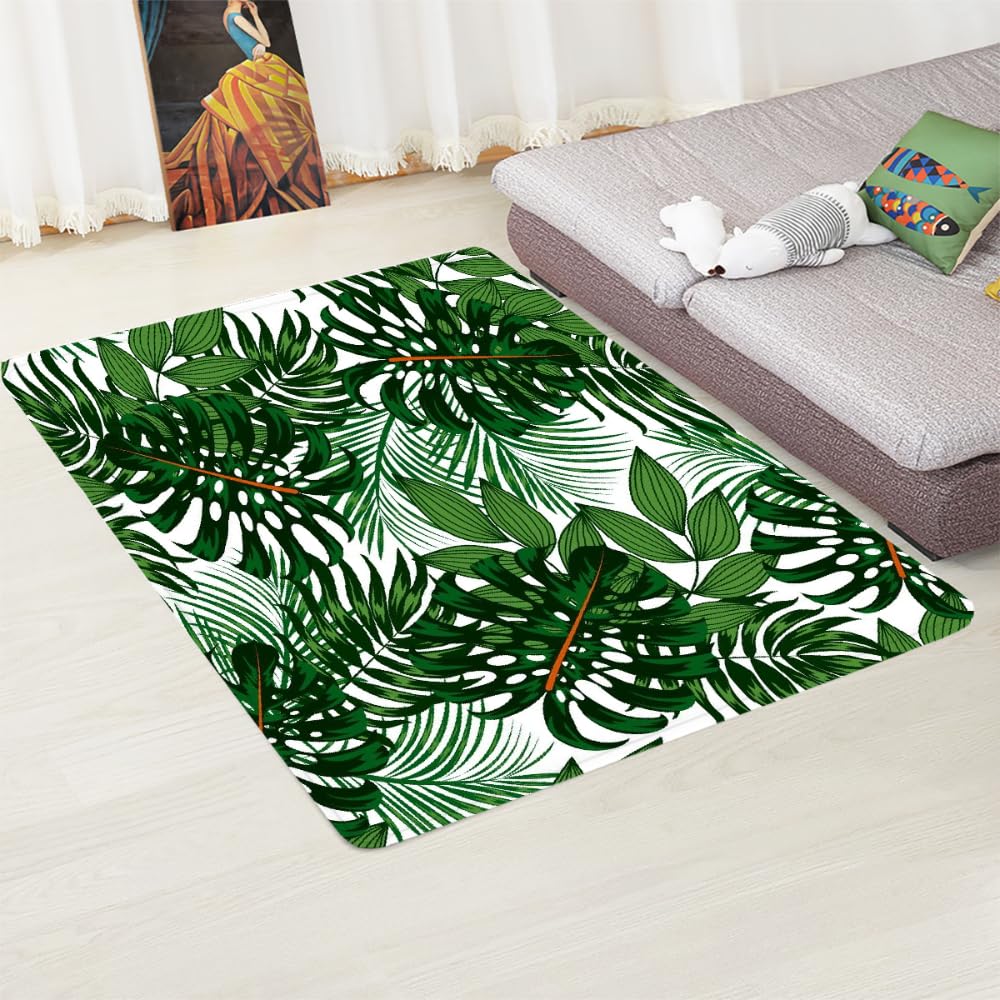 Alfombras para dormitorio infantil y salón grandes con hojas modernas de 60x180 cm