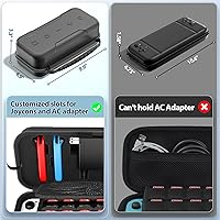 Vista 7 de Switch OLED - Funda de transporte compatible con Nintendo Switchmodelo OLED, funda de transporte portátil para Joy-Con y adaptador, funda protectora