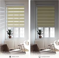 Vista 7 de Persianas tipo cebra sin cordones opacas (70 %) con control de luz, persianas enrollables de privacidad, cenefa de casete, cortinas de doble capa