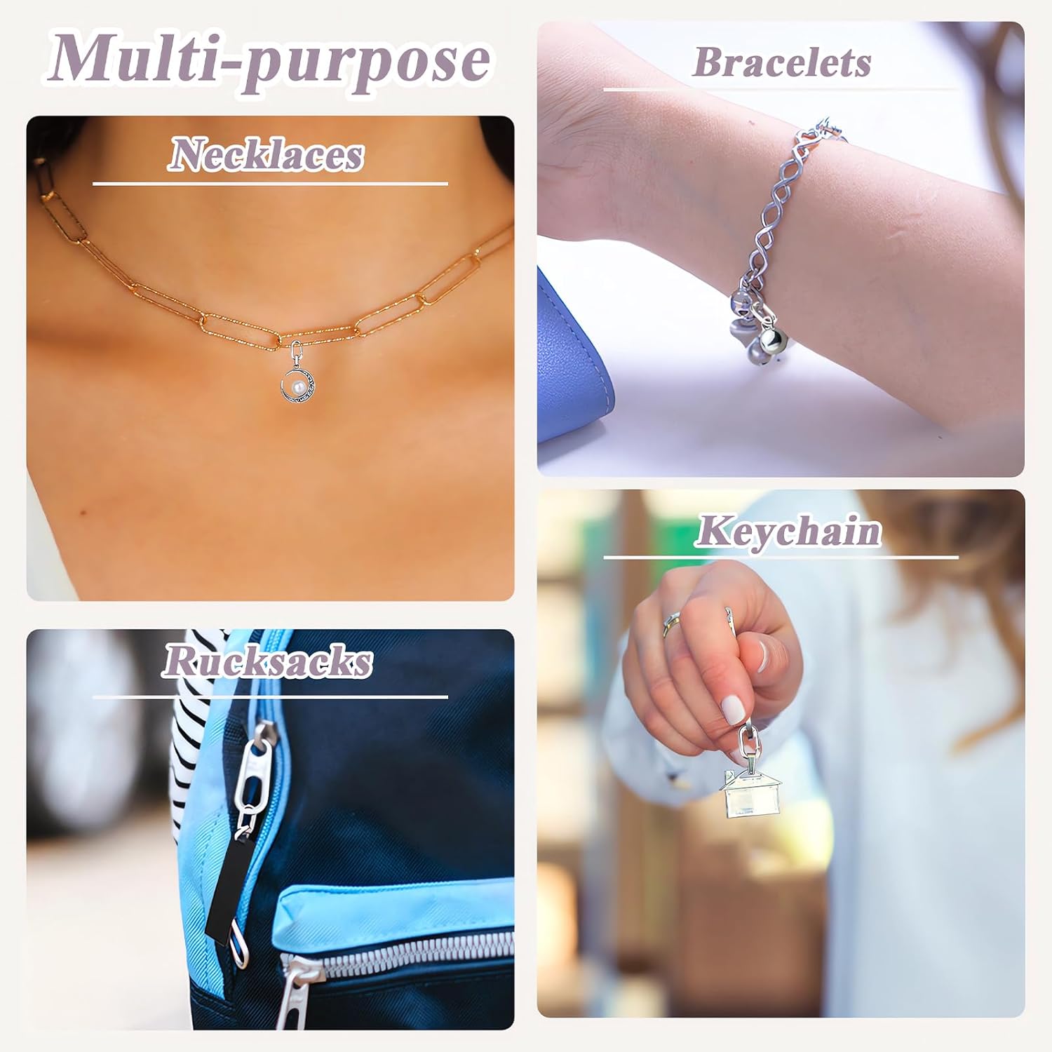 925 Sterling Silver Oval Necklace Clasp, 18 mm Charm Necklace Shortener Clip, Plain Jewelry Clasps Connector, Spring Enhancer Rings Replacement for Bracelet Key Chain Pendant Making (Silver) - Image 6