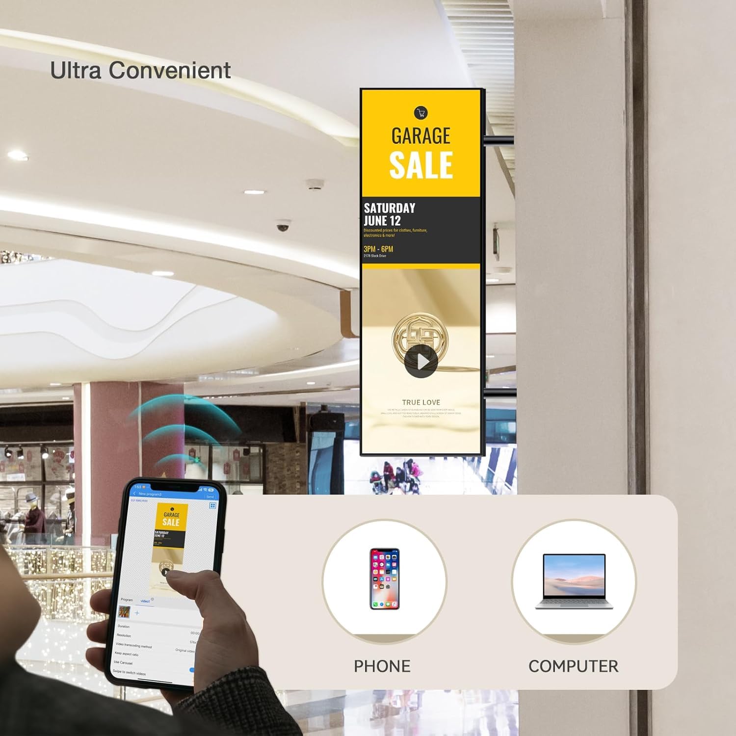 Pantalla Publicitaria Digital 48 Pulgadas, Digital Signage 4K, Monitor Publicitario Estirado de 1000 Nits, Cartelería Digital para Restaurantes, Tiendas y Empresas, HDMI/WiFi, Negro | Android 4 GB + 32 GB con CMS Cloud gratis, USB y HDMI, ideal como table