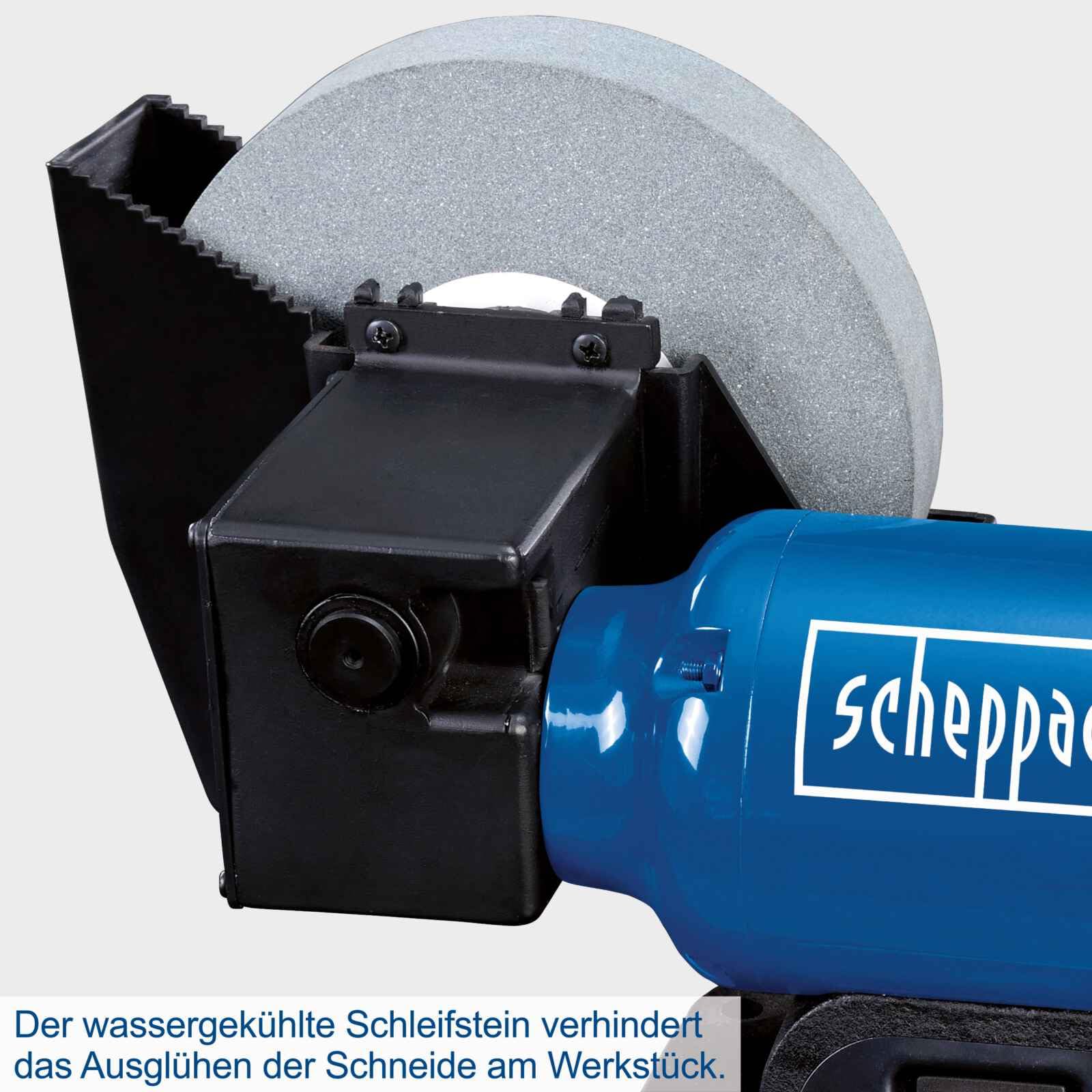 Scheppach - 5903105903 - BG200W Esmeriladora en seco y húmedo (250W, 1 pieza, color azul; Plata; negro)