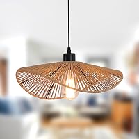 JIINOO Rattan Függőlámpa Bambusz Kézzel Szőtt Modern Lámpatest 41cm Hálószoba Nappali Étkező - 41 cm, Brown 1