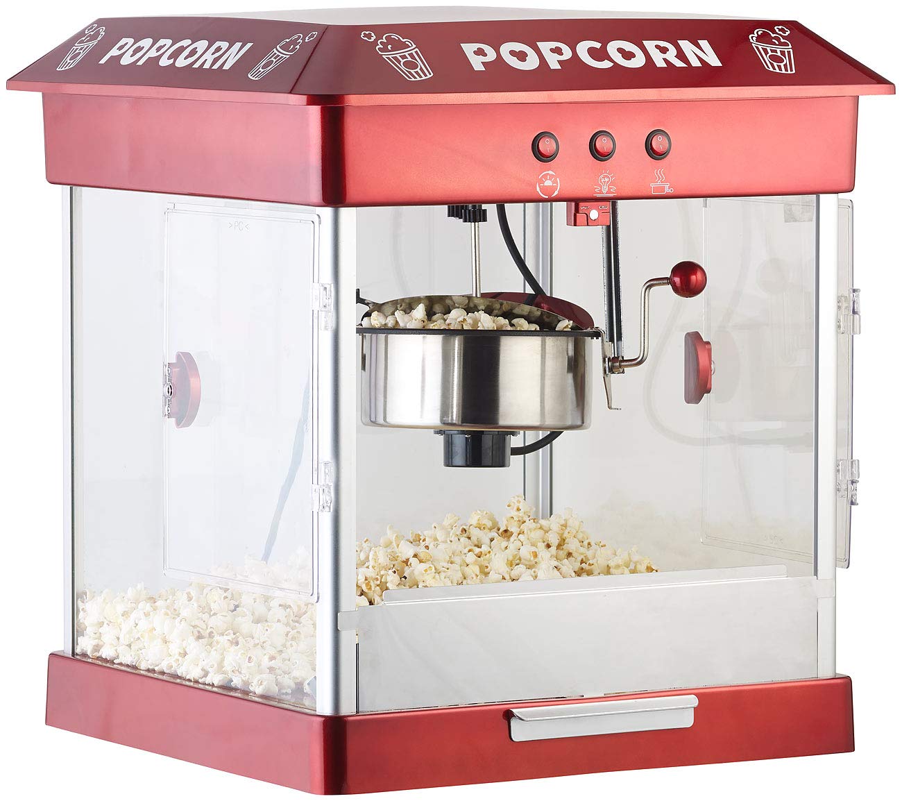 Rosenstein & Söhne máquina palomitas para gastronomía: Pro-Gastro- Máquina de palomitas, Circo, con cacerola de acero inoxidable antiadherente, 800 vatios (profesional maíz, profesional, cocina)