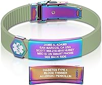 Vista 40 de Divoti Pulsera de identificación de alerta médica grabada personalizada, grabado láser de doble cara, pulsera de silicona, cierre de seguridad